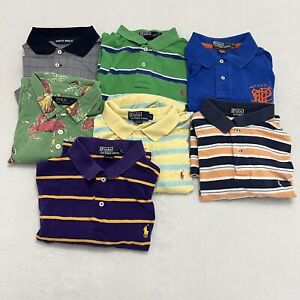 Lot of 7 Polo Ralph Lauren Shirts Mens Large Striped Pony Blue Golf Rugby Adult