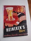HEINEKEN BEER BIER METAL ENAMEL ADVERTISING SIGN GERMANY DRINKS DECOR 1990