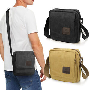 Men Vintage Canvas Crossbody Bag Portable School Satchel Messenger Shoulder Bags