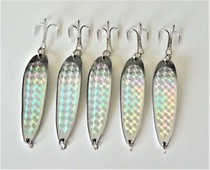 5 pcs Casting 2oz Silver Holographic crocodile spoons Saltwater fishing lures