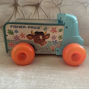 Vintage 1965 Fisher Price Milk Wagon #131 Pull Toy Wood Truck Only