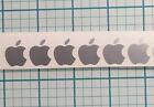 6 Metallic Silver Apple Logo Overlay Vinyl Decals - For iPhone Windows Laptops