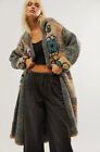 Free People Spaced Out Floral Maxi Cardi Cardigan Coat Gray Green Sample S NEW
