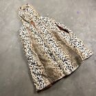 Vintage HOODED CAPE Faux Fur Leopard Cheetah Coat XL trench long shawl jacket