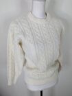 Vintage cable knit fisherman ivory beige cream knit sweater women's small S12