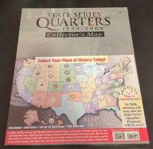 NEW SEALED US State Series Quarters Coin Collector's Map 1999-2008 Display