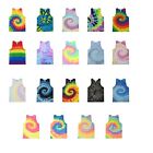 Multicolored Tie Dye Tank Tops Sleeveless T-Shirts Colortone, Adult XL, Cotton