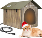 Outdoor Cat House Weatherproof, Heated Cat House Insulated for Feral Cats outsid