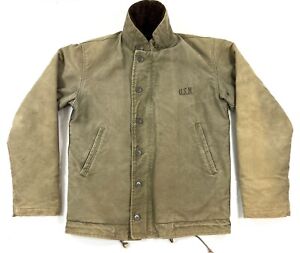 Vintage 40s WWII WW2 US USN Navy Deck Jacket Coat Contract NXsx 65902 Size 38