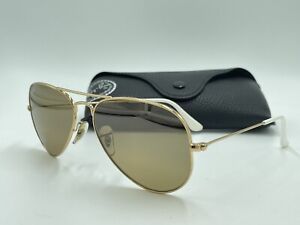 Ray Ban RB3025 001/3K AVIATOR Gold/Brown;Silver Mirror AUTHENTIC ITALY 55mm