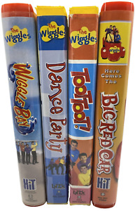 The Wiggles VHS Lot Of 4 Toot Toot Big Red Car Dance Party Wiggle Bay Children's