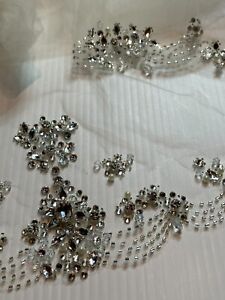 David's Bridal Dripping Crystals Veil V1106, Ivory Wedding Rhinestone Retro Glam
