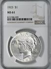1923-P $1 PEACE SILVER DOLLAR MINT STATE  NGC MS61  #8131586-020 FRESHLY GRADED!