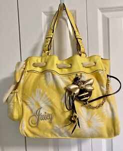 Y2K Juicy Couture Daisy Bumble Bee Charm Large Shoulder Bag.