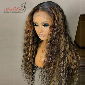 Water Wave Highlight Lace Front Human Hair Wigs With Baby Hair Remy Closure Wig