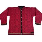 Dale of Norway Womens Pure New Wool Sweater Red Button Down Thick Heavy Damask