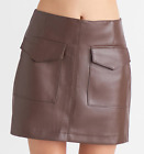 DEX Rustic Brown Faux Leather Pleather Mini Skirt w/pockets Western 1X NEW $75