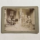Antique Cabinet Card Photograph Men Women Dog Lab Bike ID On Back Highland KS