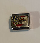 All American Girl - With USA Flag Heart  - 9mm Italian Charm Link For Bracelet