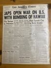 New ListingVINTAGE NEWSPAPER HEADLINE~JAPANESE PLANES BOMB PEARL HARBOR HAWAII WW2 1941 WAR