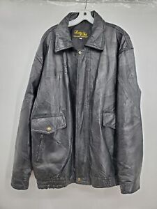 Leather & Soul Men's Black Long Sleeve Pockets Full Zip Leather Jacket Size XXL
