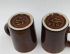 Set of 2 Vtg Brown Drip Coffee Mug USA Pictorial Bird Marking On Bottom HTF
