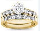 Engagement Wedding 2 Ring Set Lab Diamonds 18K Gold Plated SIZE 7 with felt box