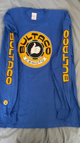 Bultaco Logo Blue/Yellow Jersey Long Sleeve T-Shirt - NEW 2XL