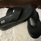 Fit Flop  F-Mode Leather Platform Toe Post Sandal  Black  Sz 7