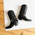 Vintage Black Leather Cowboy Boots Sz 9.5D Women’s Western Buckle