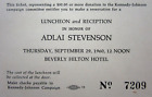 John F Kennedy Campaign Fundraiser Adlai Stevenson Ticket Beverly Hills CA 1960