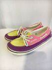 Women's  Sz 10 Pink/Purple/ Lime Green Crocs Hover Lace Up  Boat Shoes Sz 10