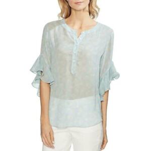 Vince Camuto Womens Floral Print Flutter Sleeves Blouse Top 407