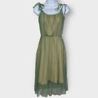 Effie's Heart XS A-Line Midi Length Dress Green Overlay Dot Wedding Spring Ties