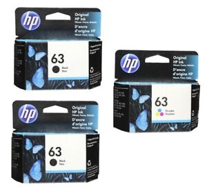 HP #63 3pack Combo 2 Black & 1 Color Ink Cartridge NEW GENUINE
