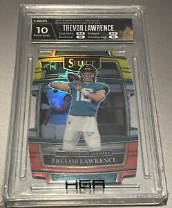 New Listing2021 Panini Select Concourse Red Yellow Prizm Die Cut #43 Trevor Lawrence HGA 10