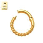 14K REAL Solid Gold Twisted Rope Septum Ring Nose Ring Piercings 16 Gauge