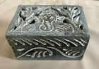Hand Carved Grey Elephant Head Soapstone Trinket Box With Lid Made In India