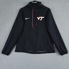 Virgina Tech Hokies Hoodie Mens M Black Dri Fit Full Zip Jacket Hidden Hood Nike