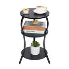 Vintage Small Round Side Table, 3-Tier Slim Waist Circular End Table with Sto...