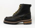 SKECHERS Maxx Black Leather Upper Ankle Fashion Logger Boots Men's Shoes