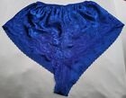 Vintage Deena Satin Tap Panties w Lace Royal Blue w Paisley Print S 30-32