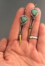 Vintage 925 Sterling Silver Gemstone Turquoise Earrings Women Party Jewelry