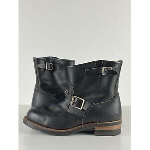 Walker Black Leather Engineer Boots Steel Toe Men's Size 8 A469