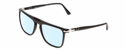 Persol PO 3225S Unisex Designer Blue Light Blocking Glasses in Black Silver 56mm