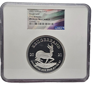2021 SOUTH AFRICA 2KR SILVER KRUGERRAND NGC PF70 ULTRA CAMEO FIRST RELEASES