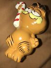 New ListingVintage Enesco Garfield the Cat   Ceramic Christmas Ornament with Candy Cane