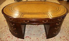 Maitland Smith Mahogany Tooled Leather Top Partners Desk File Drawers