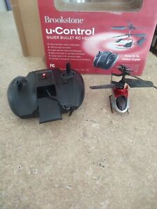 Brookstone U-Control Silver Bullet RC Helicopter Indoor Helicopter Red USED