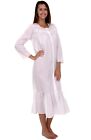 Alexander Del Rossa Womens Victorian Cotton Nightgown, Long Sleeve SM